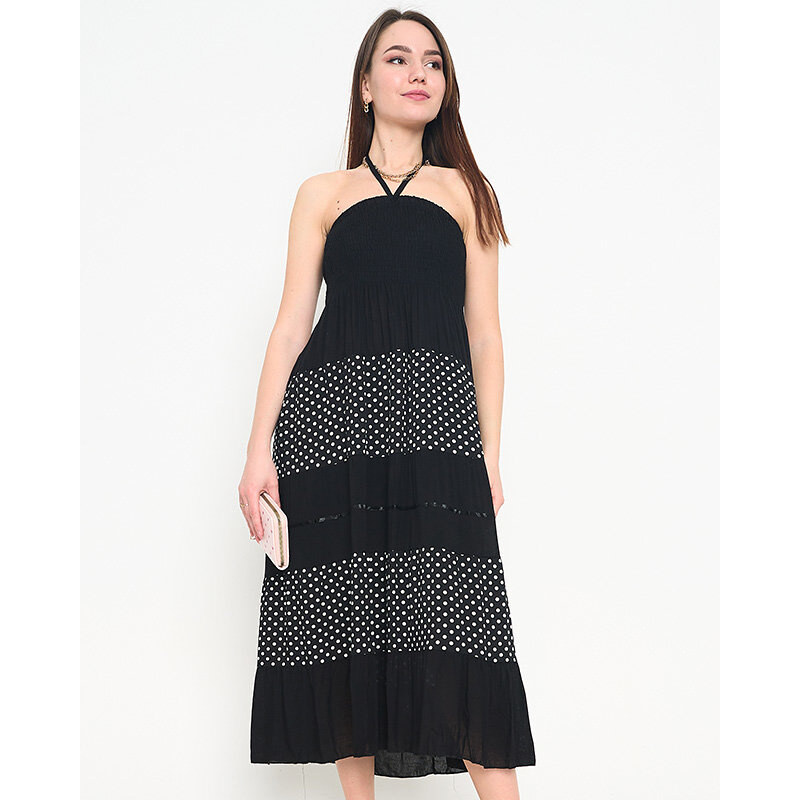 Resti Black polka dot maxi skirt PLUS SIZE - Clothing