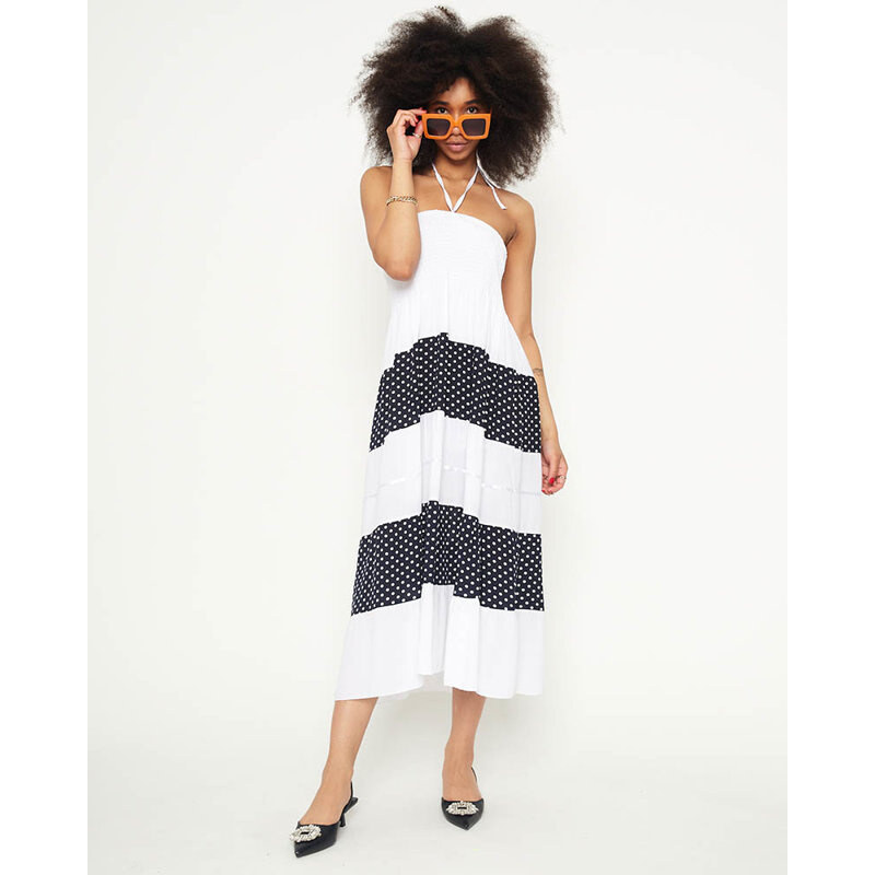 Resti White polka dot maxi skirt PLUS SIZE - Clothing