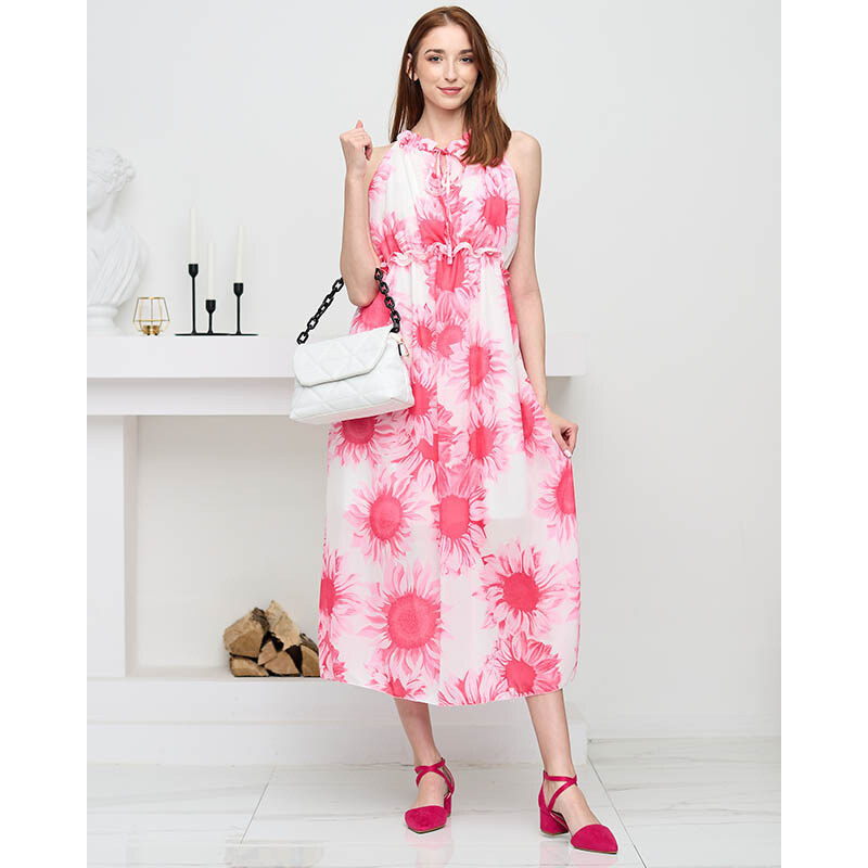 Resti Pink womens maxi dress with flowers - Clothing