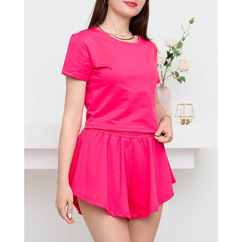 Resti Dark pink womens sports crop top set - Clothing 108165315
