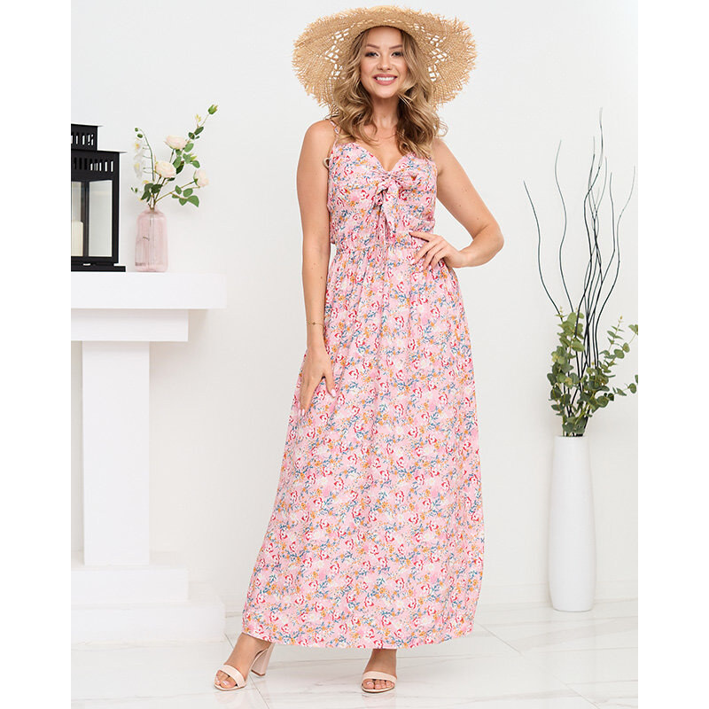 Resti Floral maxi dress with pink straps for women- Clothing 108140023