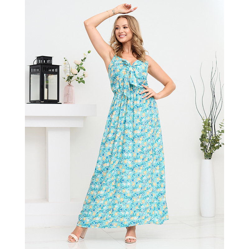 Resti Floral maxi dress with straps in blue color - Clothing 108140098