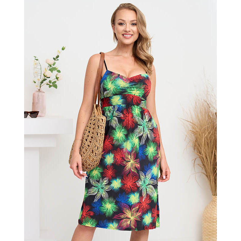 Resti Black and green womens dress with print- Clothing 108140026