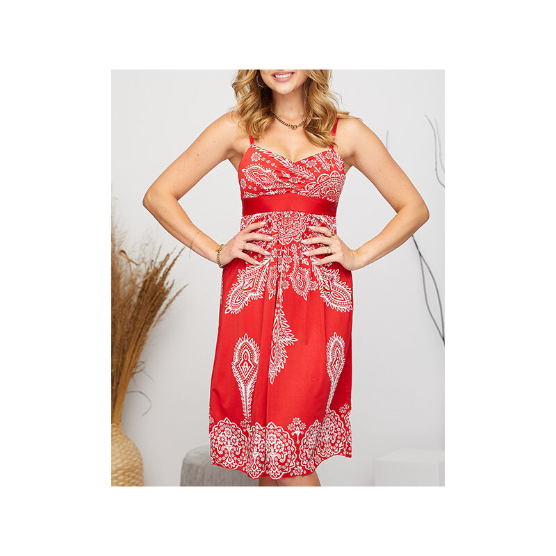 Resti Patterned womens short dress in red - Clothing 108139964