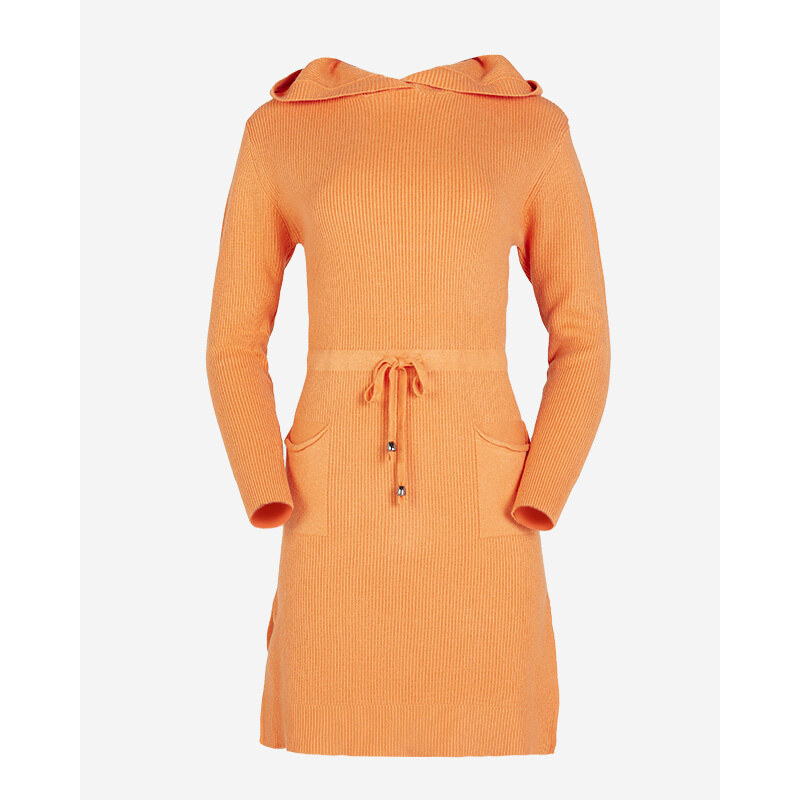 Resti Orange womens sweater dress with hood - Clothing 108139975