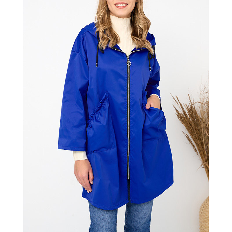 Resti Navy blue womens coat jacket with hood- Clothing