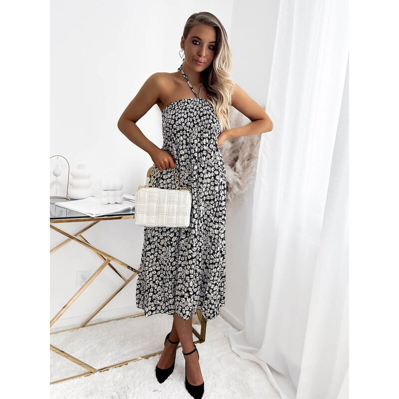Resti Womens black midi floral dress - Clothing 108140034