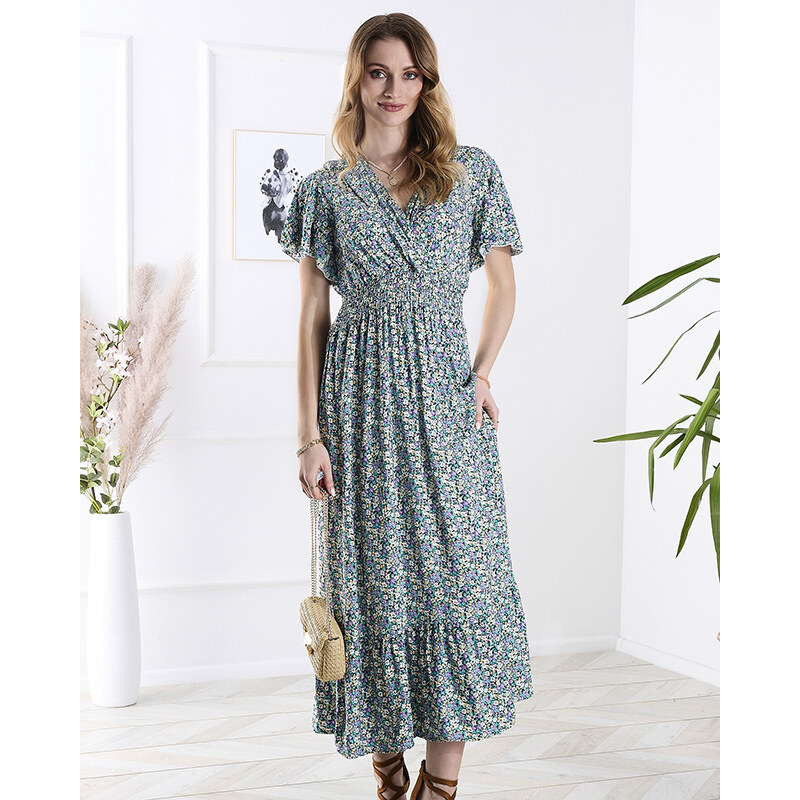Resti Womens floral midi dress in purple- Clothing 108140030