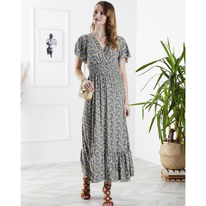 Resti Floral womens midi dress in green- Clothing 108139983