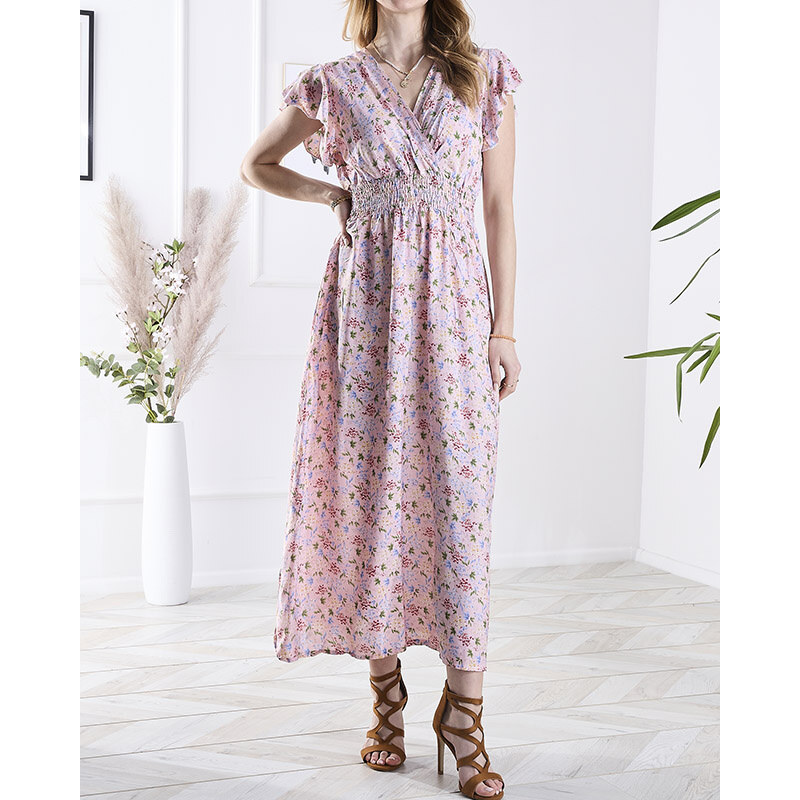 Resti Pink womens floral midi dress - Clothing 108139979