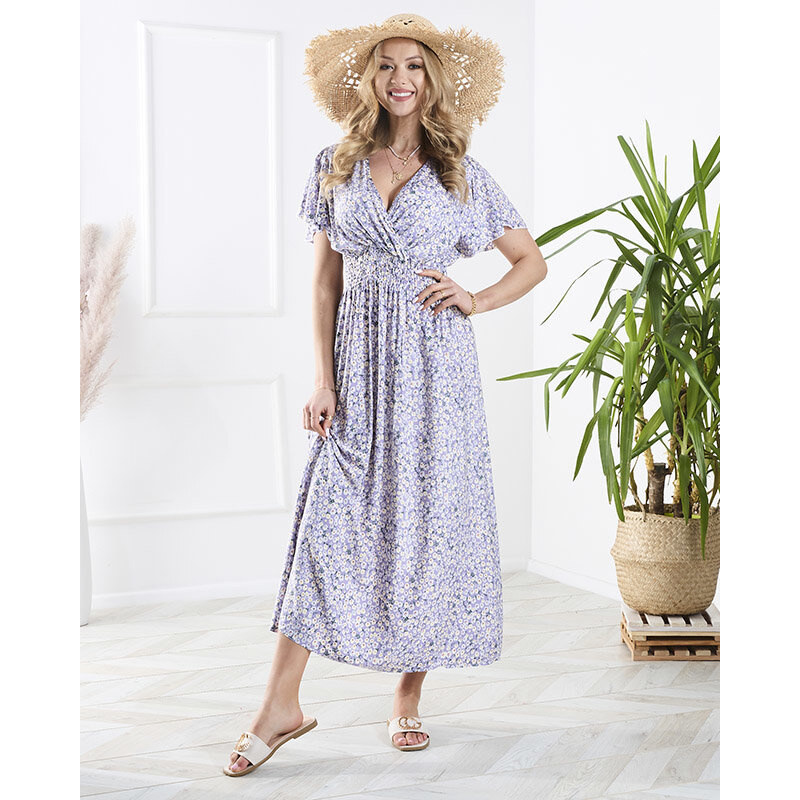 Resti Long purple womens dress with small flowers - Clothing 108139989