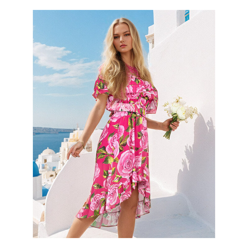 Resti Womens midi ala Spanish floral dress