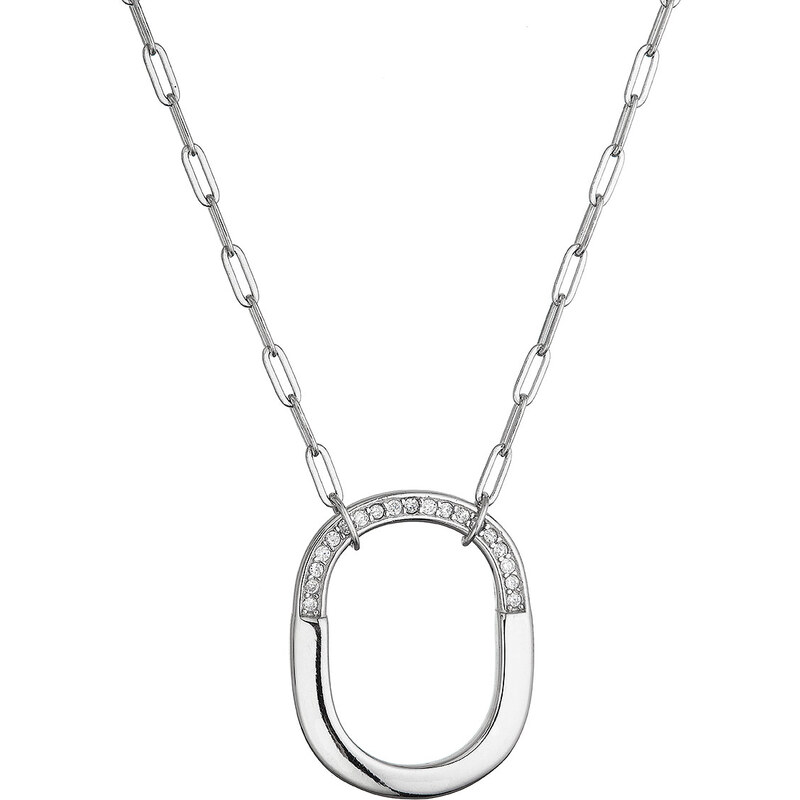 Stříbrný náhrdelník ovál se zirkony 12128.1 crystal