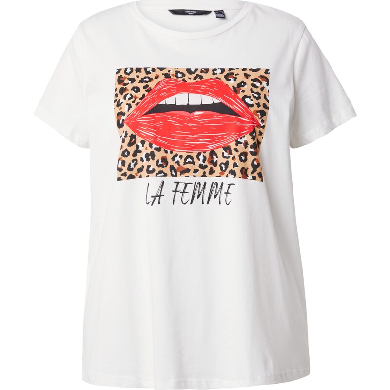 Vero Moda Curve Tričko VMMILLA světle hnědá / červená / černá /