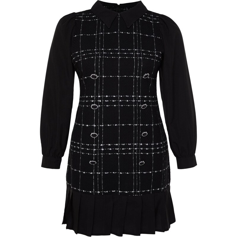 Trendyol Curve Košilové šaty černá / offwhite