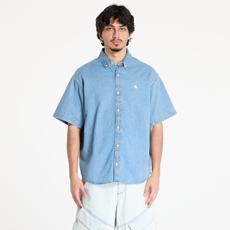 Košile Carhartt WIP S/S Lucas Shirt UNISEX Blue Bleached M