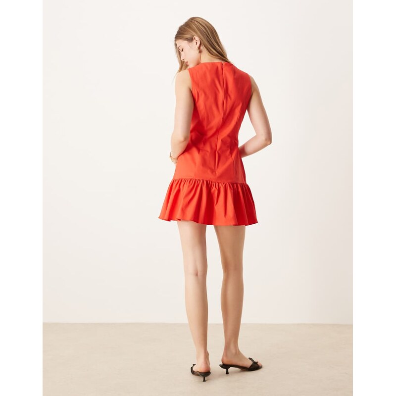 ASOS DESIGN dropped waist shift mini dress in tomato red