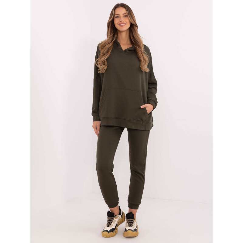 BASIC Khaki dámská tepláková souprava s oversize mikinou -khaki