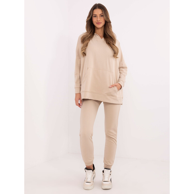 BASIC Béžová dámská tepláková souprava s oversize mikinou -beige 103580779