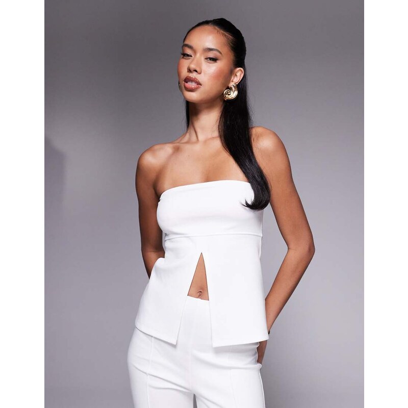 ASOS DESIGN co-ord ponte structured split front longline bandeau in 105618851