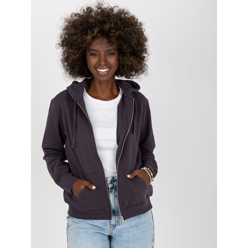 BASIC FEEL GOOD Tmavě šedá mikina na zip --dark grey 72842950