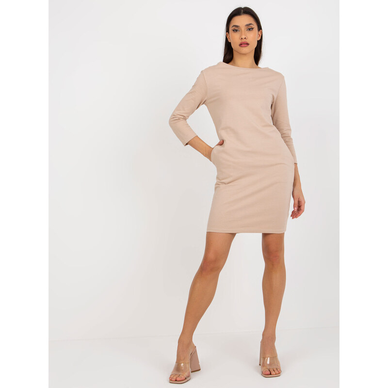 BASIC Béžové sportovní šaty s patentkami TW-SK-BL-1009.10P-beige