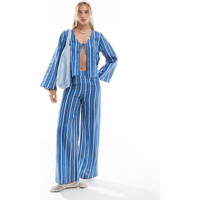 Esmee Exclusive beach trouser in blue stripe 105421941