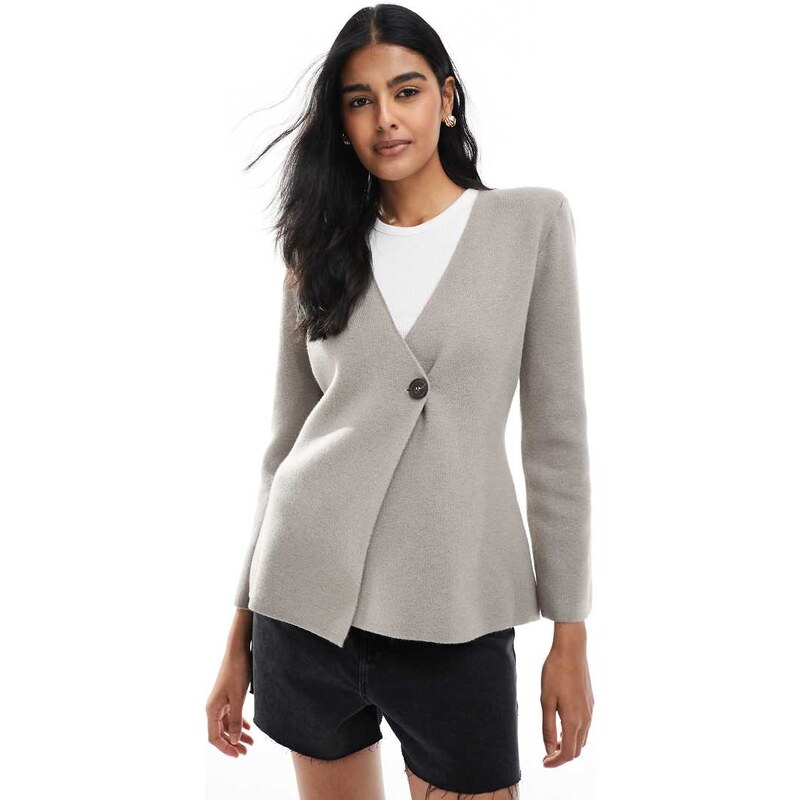 ONLY structured v-neck cardigan in stone-Neutral 105422120