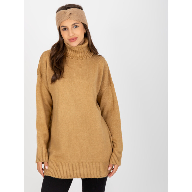 RUE PARIS Béžový klasický rolák -camel Béžová 85876484