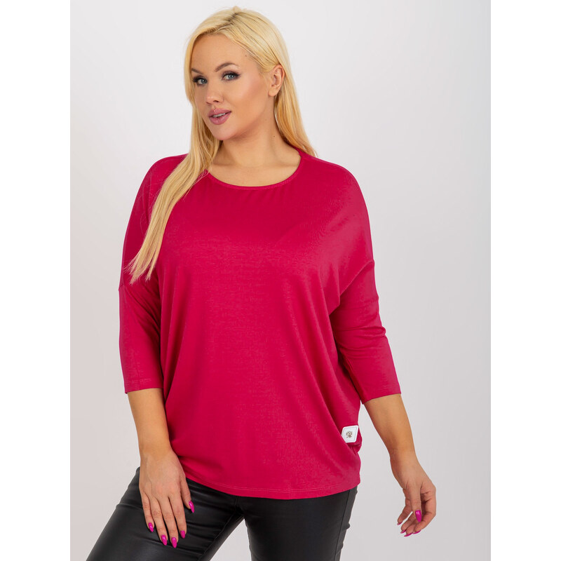 RELEVANCE Fuchsiová volná halenka s 3/4 rukávem -fuchsia Tmavě růžová 85883036