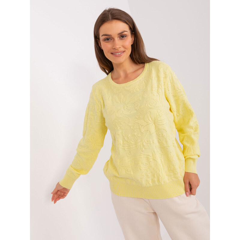ITALY MODA Světle žlutý svetr se vzorem --light yellow Žlutá 85889670