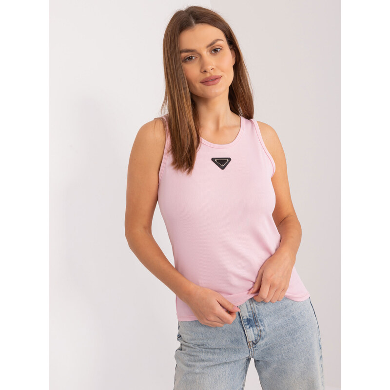 ITALY MODA Světle růžový basic žebrovaný top -light pink Světle růžová 91860900