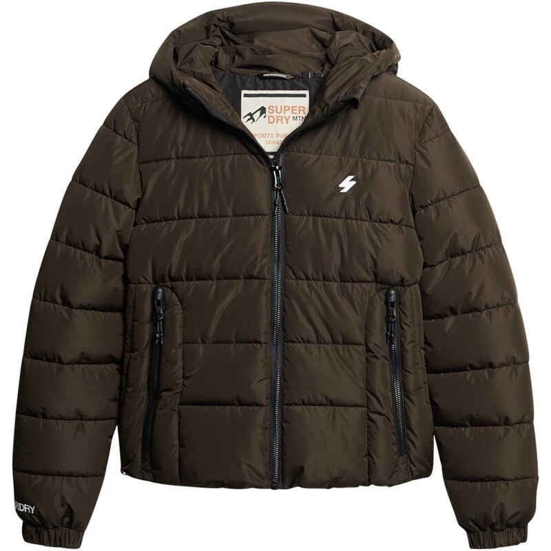 Superdry & Co Přechodná bunda Spirit tmavě hnědá / bílá