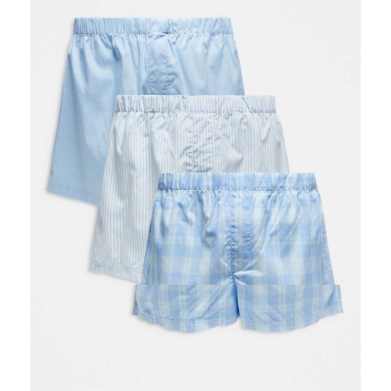 Jack & Jones 3 pack check woven boxers in blue