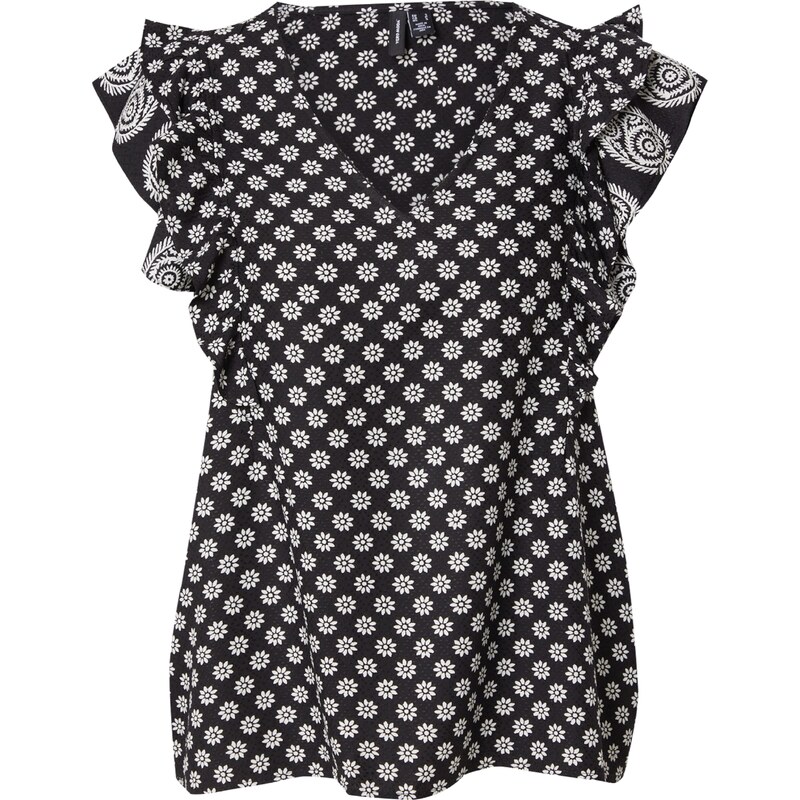 VERO MODA Halenka VMSIMI SAVANNA černá / bílá