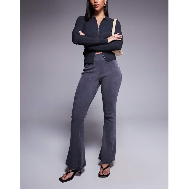 Good For Nothing ribbed panel detail flare trouser in charcoal-Grey 105421926
