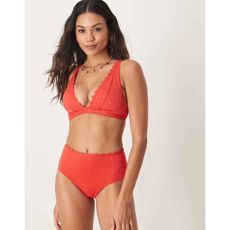 Peek & Beau broderie high waist bikini bottom with scallop detail in 105421904