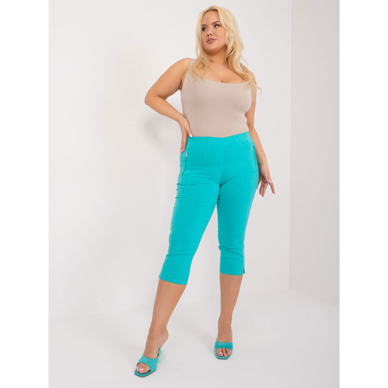 BASIC Tyrkysové 3/4 kalhoty -turquoise Tyrkysová