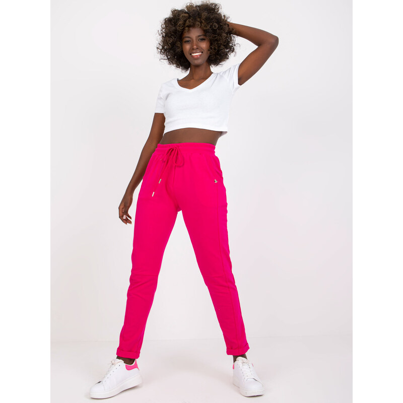 BASIC FEEL GOOD Fuchsiové tepláky s vysokým pasem -fuchsia pink Tmavě 69634858