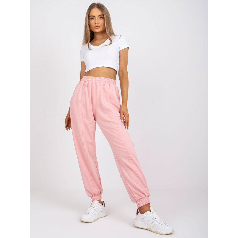 BASIC Růžové tepláky s puky -pink Světle růžová 85874145