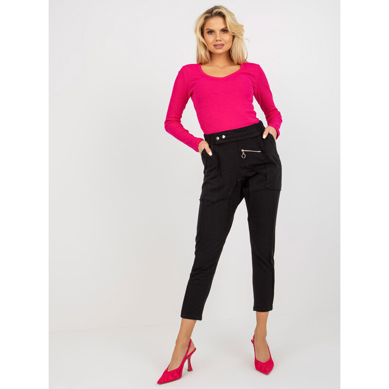 BASIC Černé baggy kalhoty s kapsami -black Černá 76912577