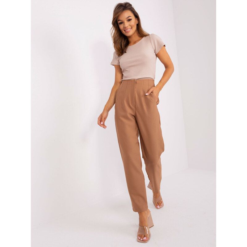 BASIC Hnědé rovné elegantní kalhoty TW-SP-OB067.41P-brown