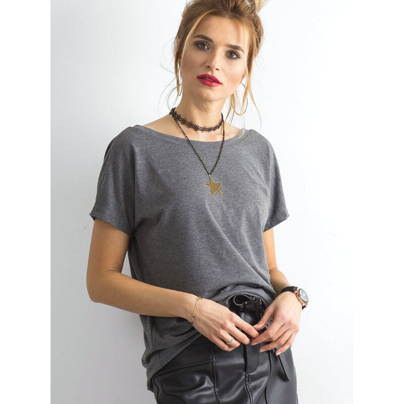 BASIC Dámské tmavě šedé tričko -dark gray Šedá 52264672