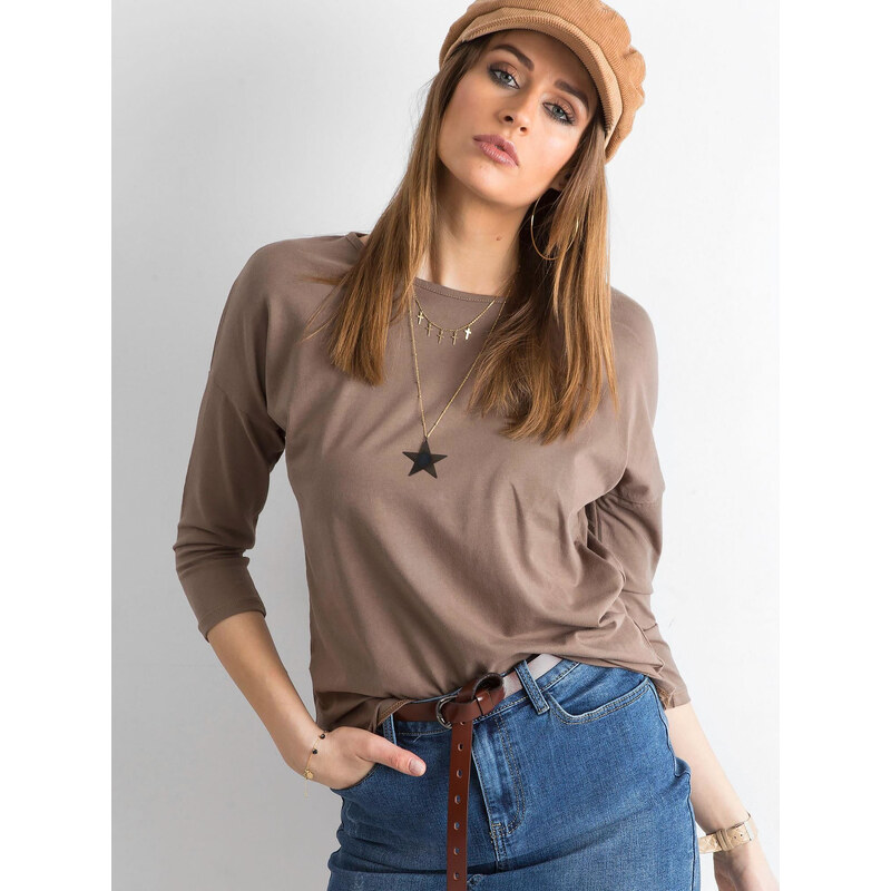 BASIC Hnědé dámské tričko RV-BZ-4661.51P-brown