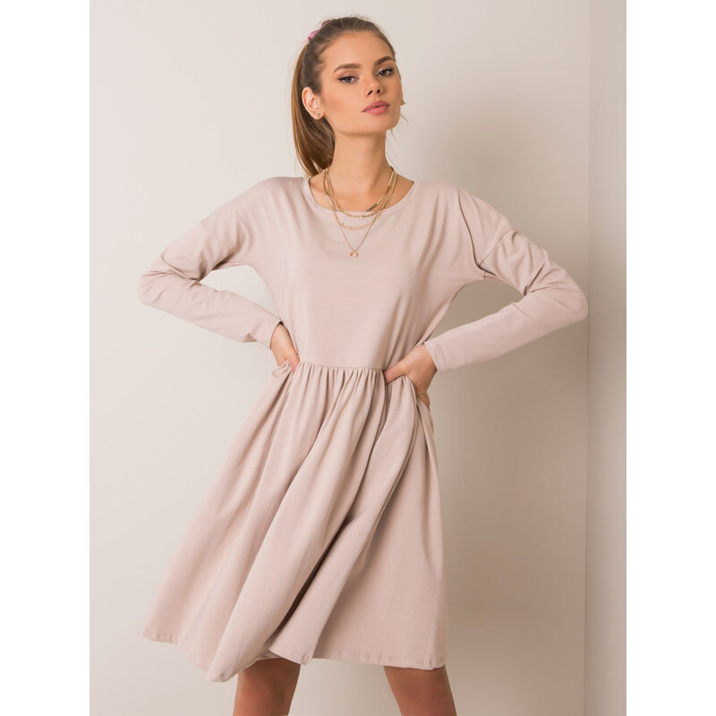 RUE PARIS Béžové dámské šaty -beige Béžová