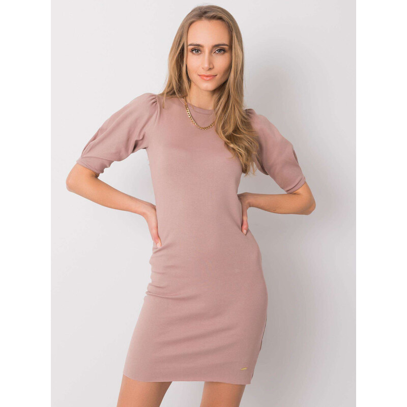 BASIC Béžové přiléhavé šaty TW-SK-G-091-1.44-beige