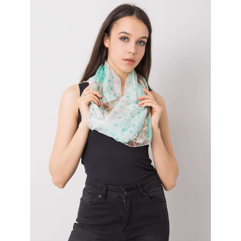 BASIC Bílo-zelený šátek AT-CH-B-D866-white-green