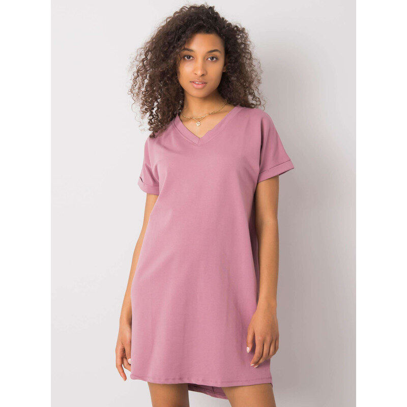 RUE PARIS Růžové dámské basic šaty -pink Růžová 111116115