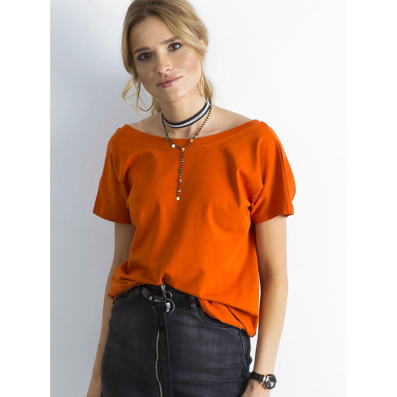 BASIC Dámské oranžové tričko -dark orange Oranžová 62113398