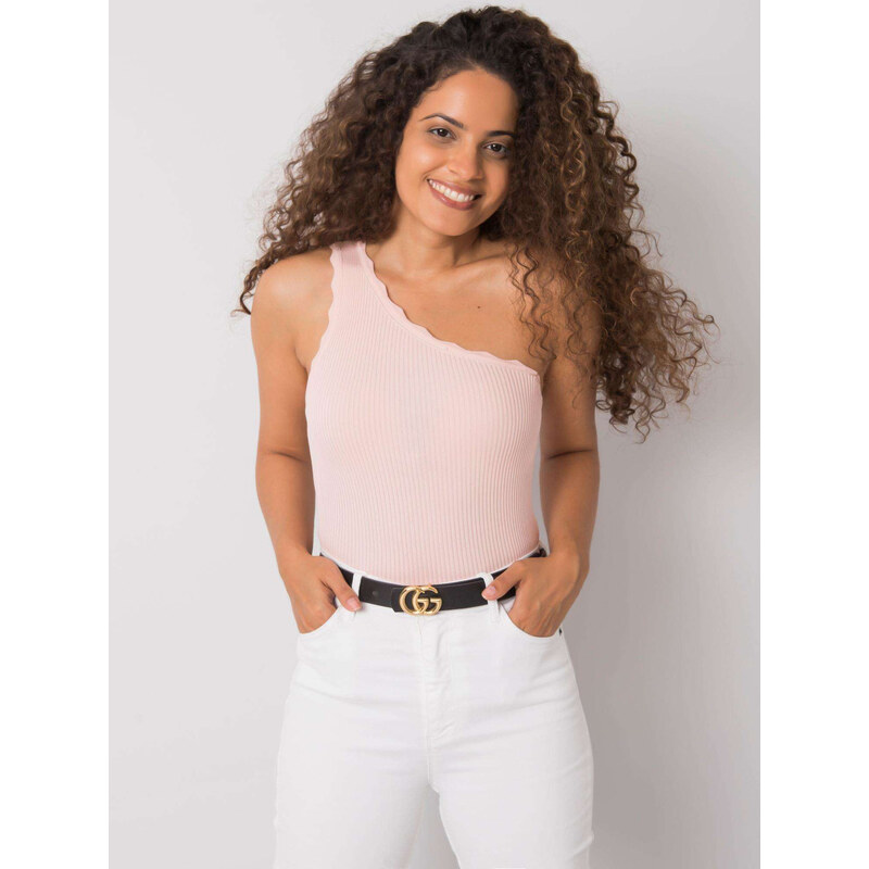 BASIC Světle růžový top na jedno rameno --pink Pudrová 85871288